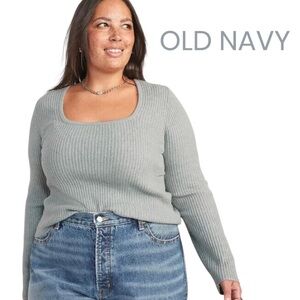 2X Old Navy Soft Cropped Square-Neck Rib-Knit Sweater